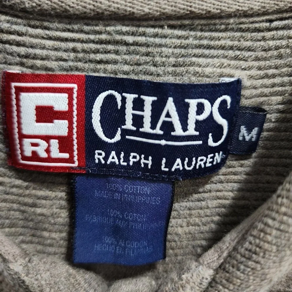 Ralph Lauren CHAPS Gray Ribbed Rib Short Sleeve Polo Shirt Size M 100% Cotton‎